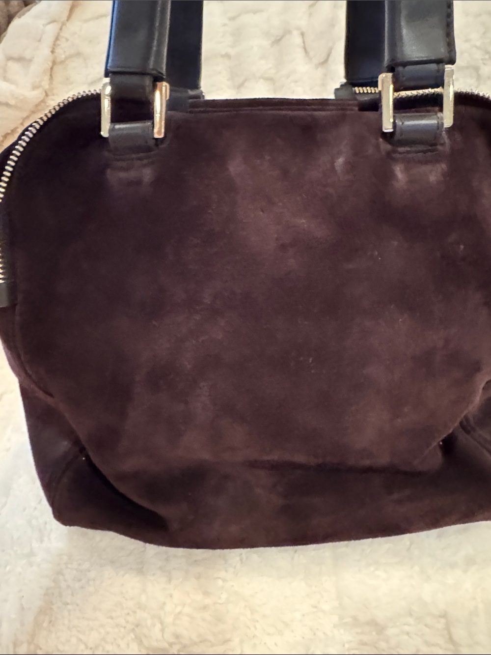 Jimmy Choo Brown Suede Satchel with Gold Stud Detailing - Picture 8 of 12
